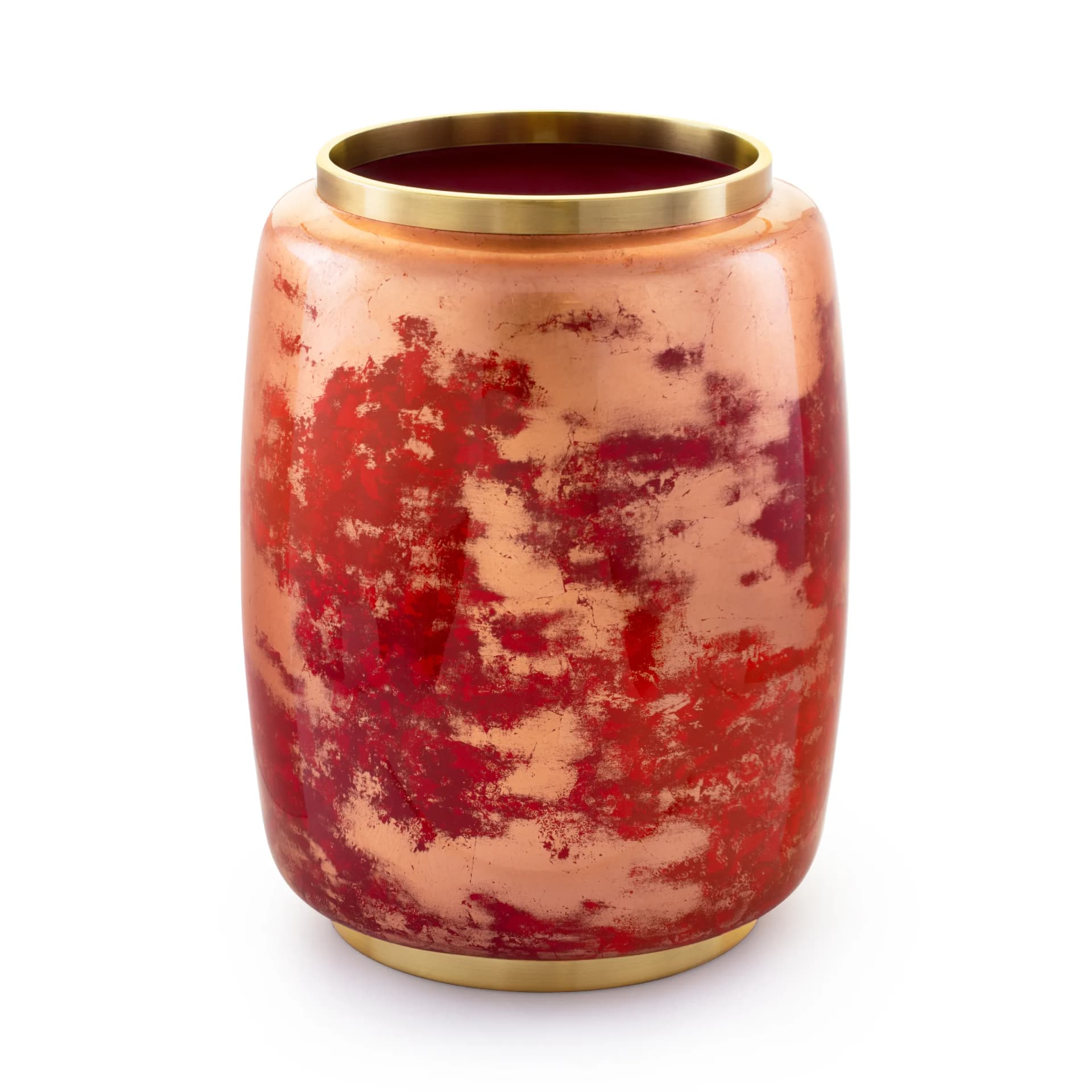 Big Red River Cylinder Vase Large | Brass and Lacquer