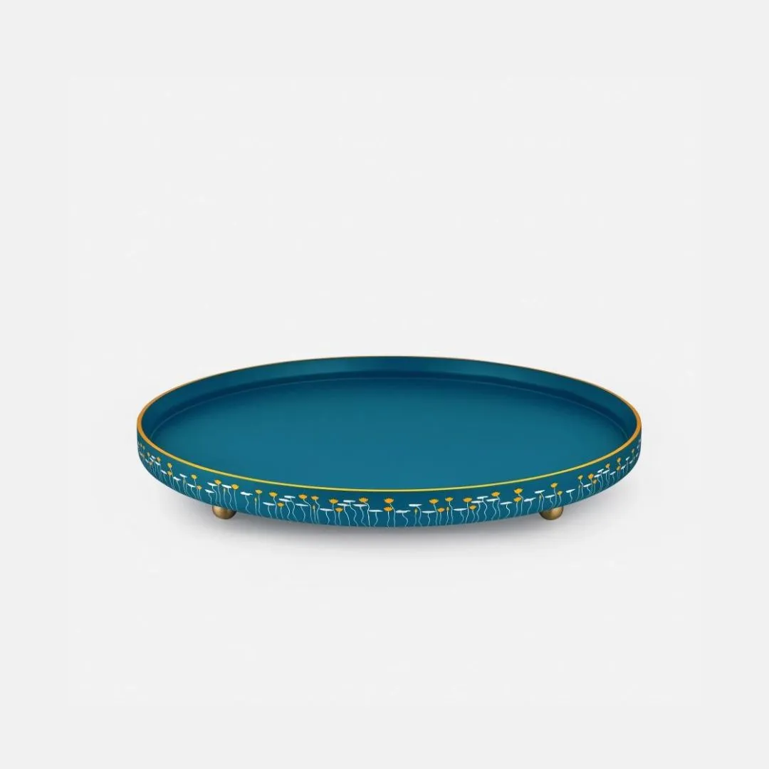 Awakening Round Tray | Hand-Painted Haute Laque