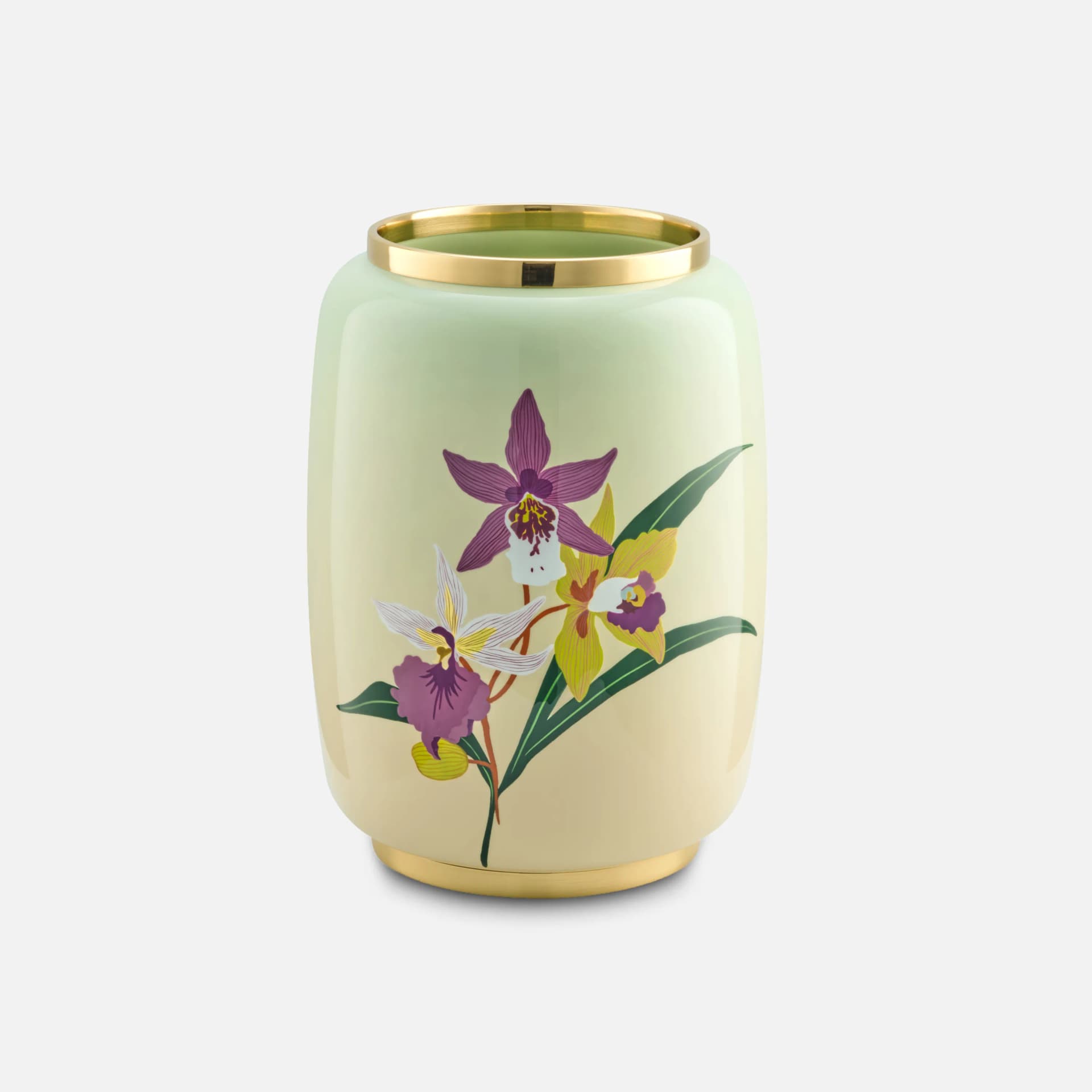 Bellus Vase Medium | Haute Laque and Hand-Painted Orchid Motif