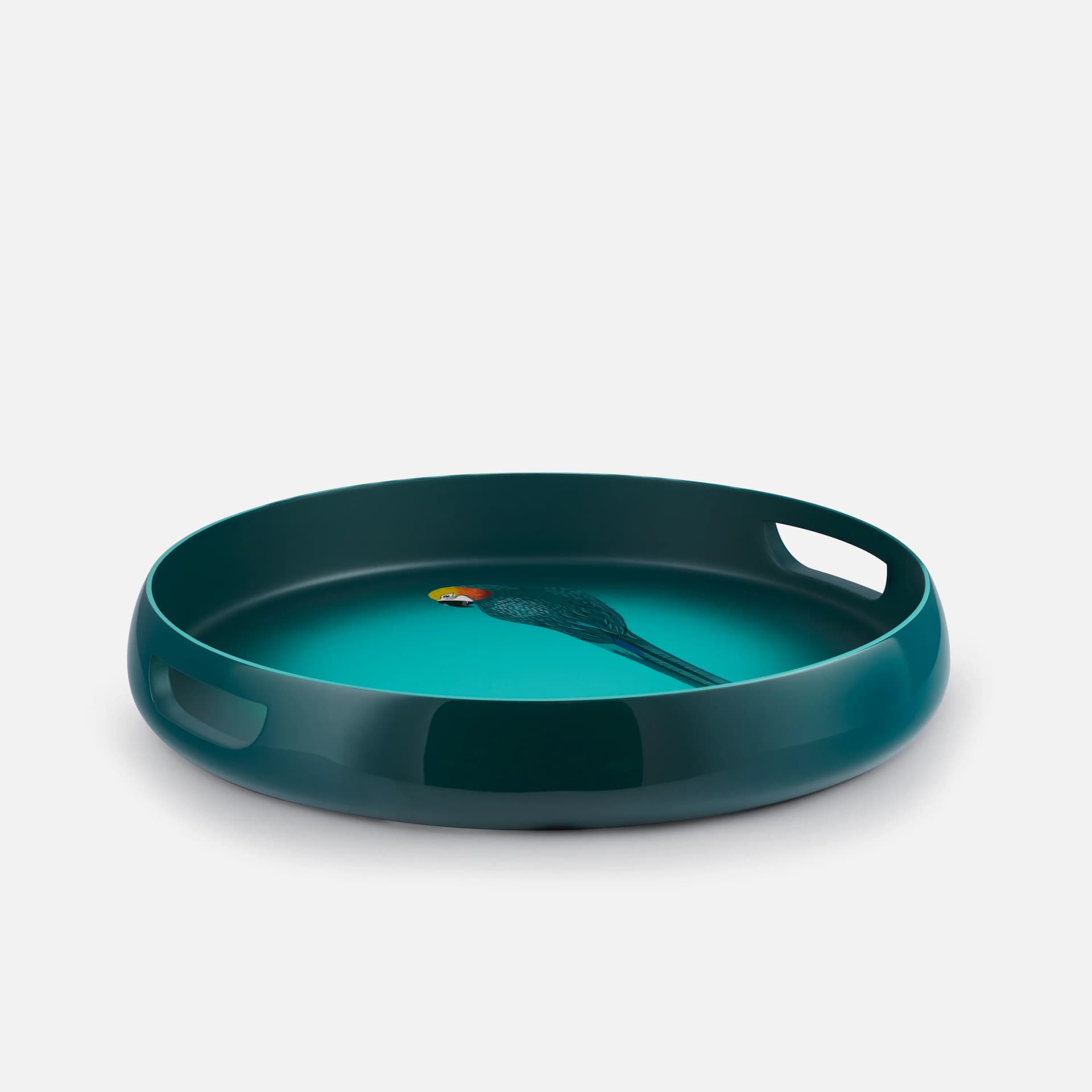 Exotic Round Tray Large | Blue Lacquerware