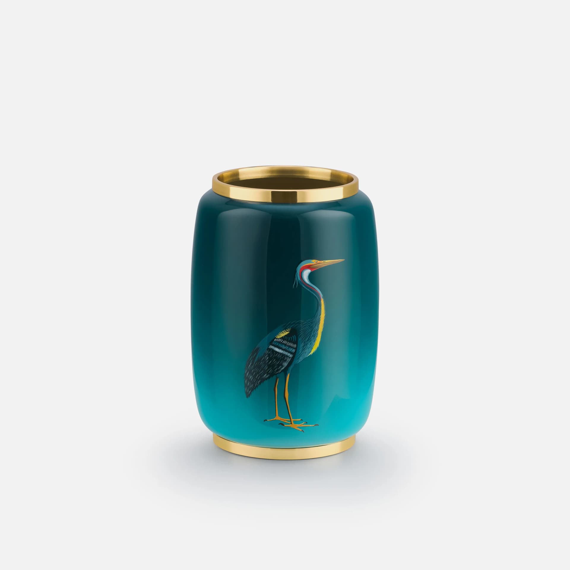 Exotic Purple Heron Vase Small | Hand-Painted Lacquer