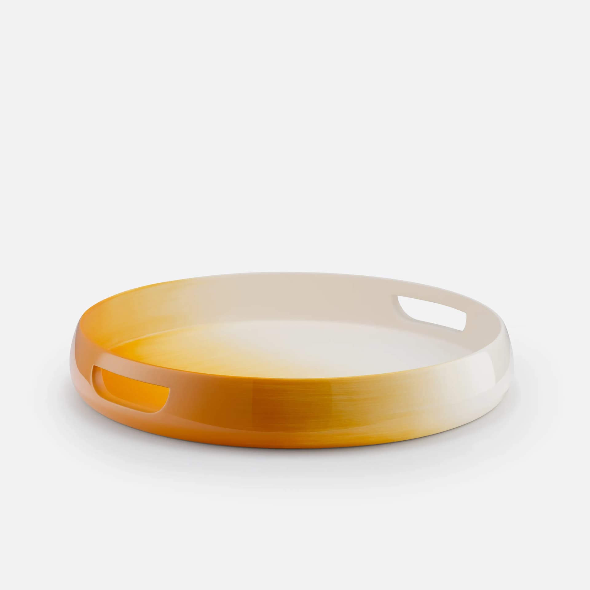Silky Round Tray Medium | Haute Laque and Brass Handles