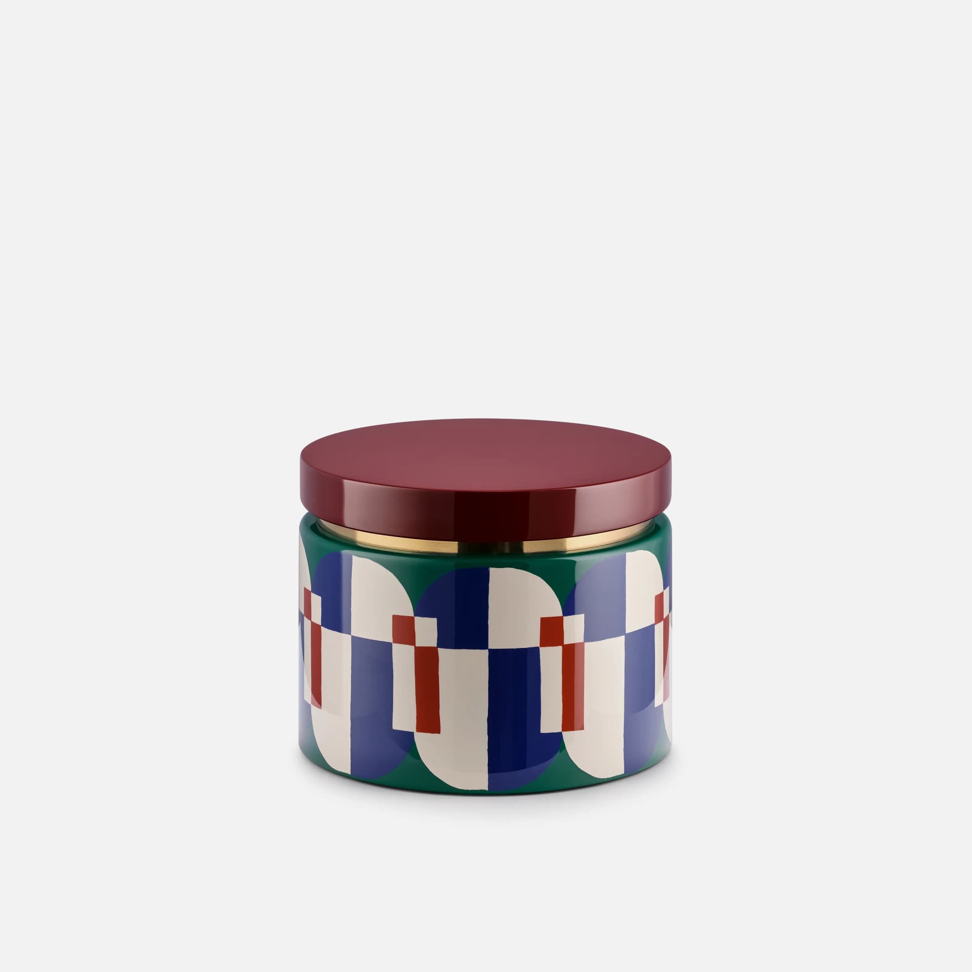 Tile Round Box Large | Haute Laque and Hand-Painted Detailing