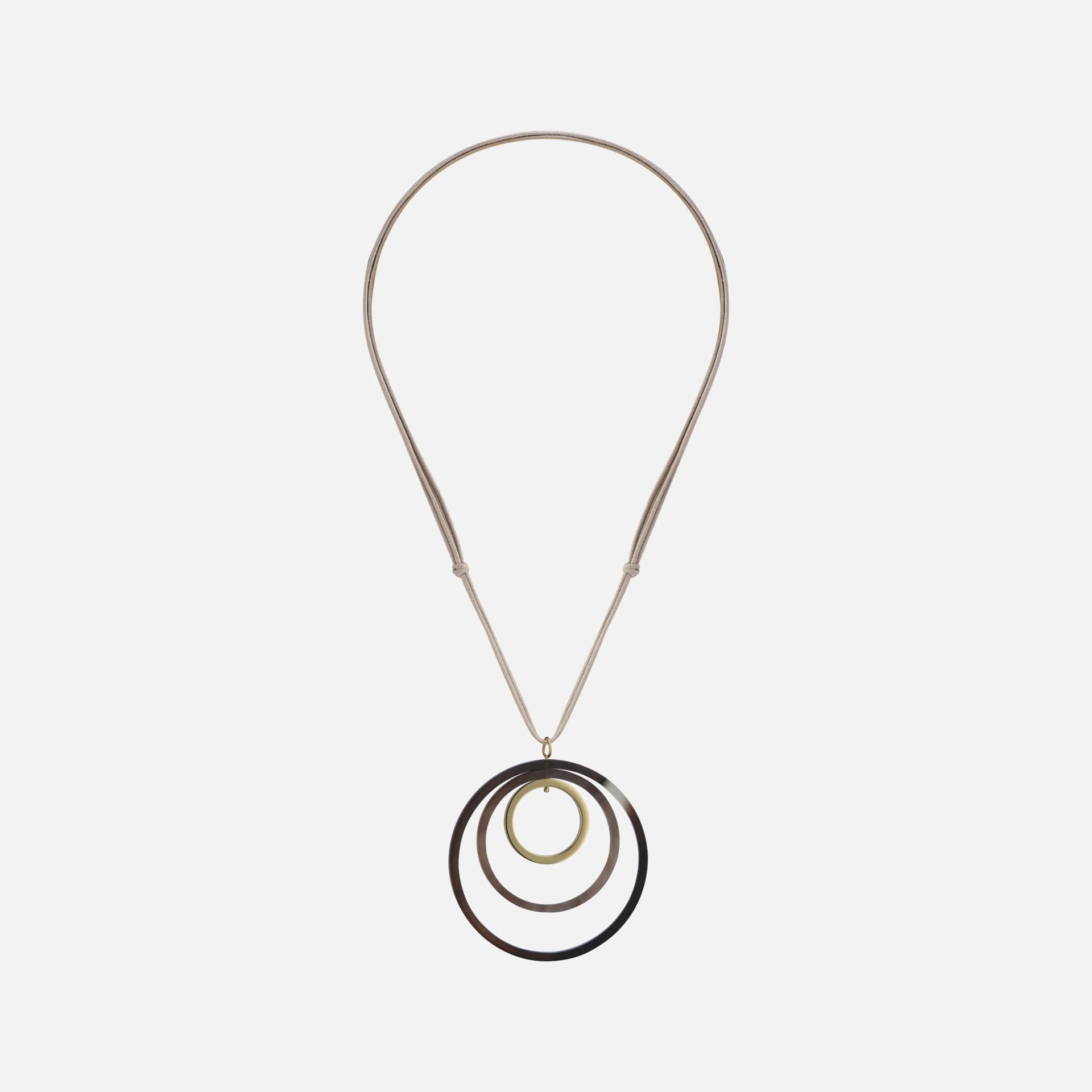 Rice Necklace Medium | Brass and Horn Interlocking Circles