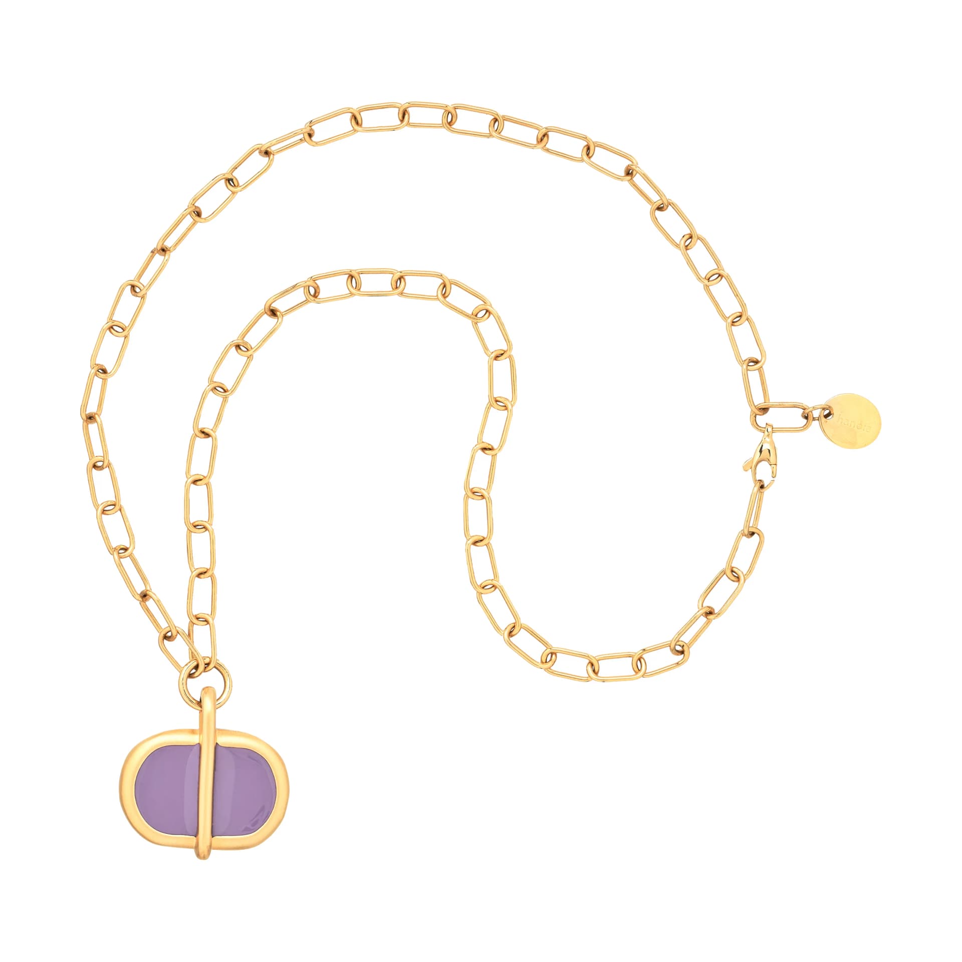 Aura Necklace Large Pendant | 18K Gold-Plated Brass and Lacquer