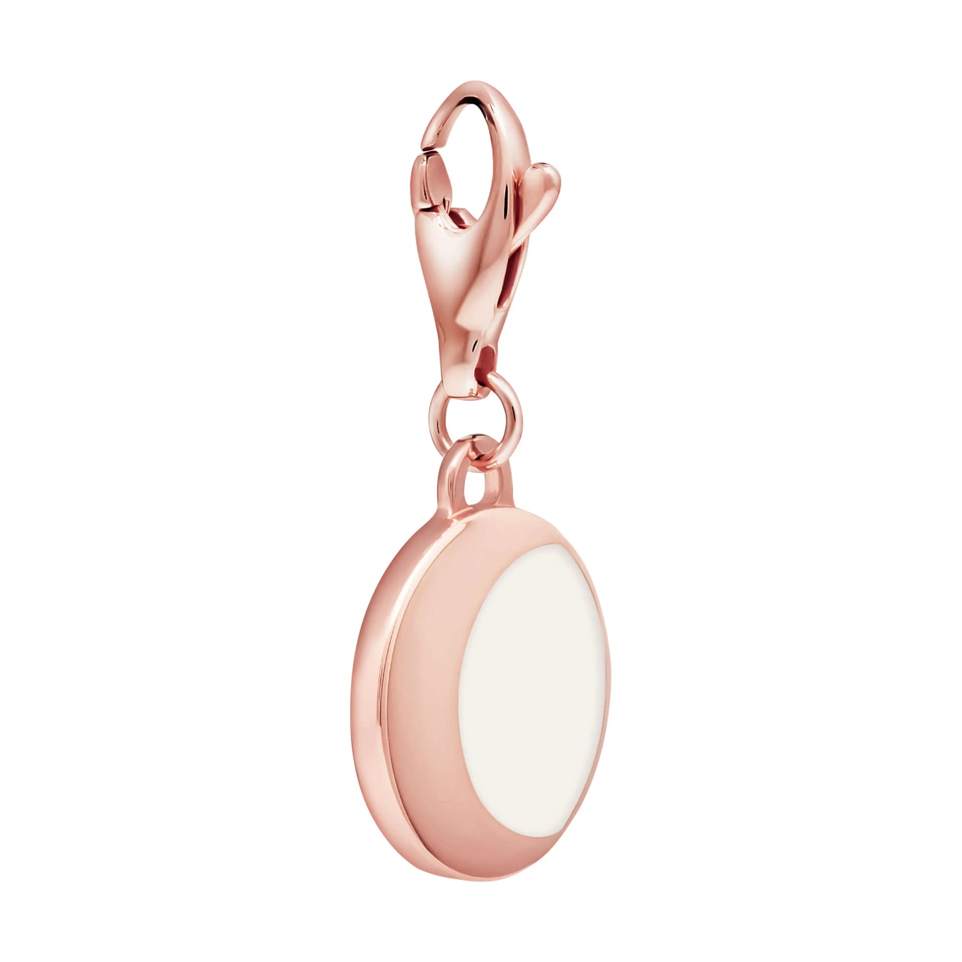 Luminous Moon Charm | Rose-Gold Plated Brass and White Lacquer