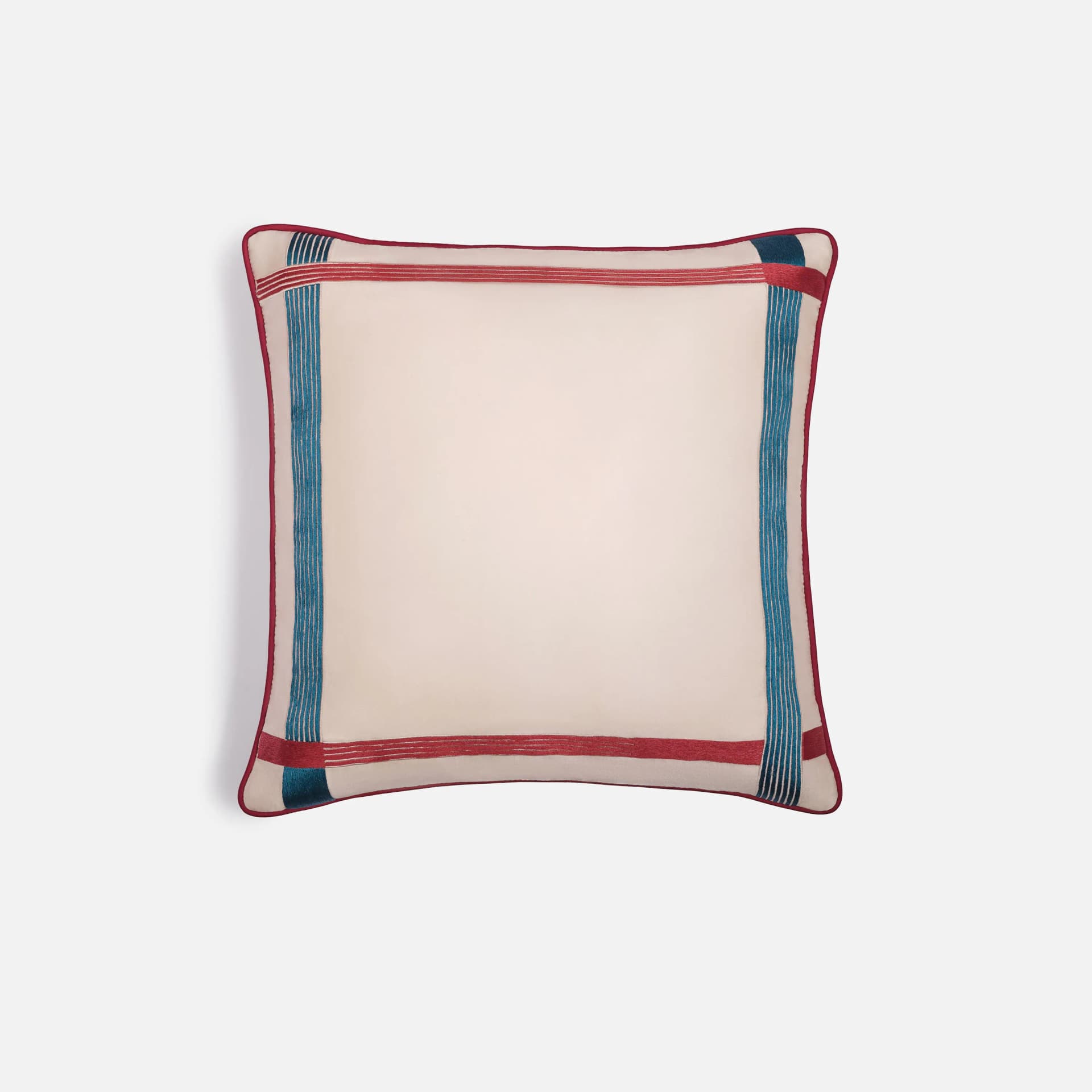 Tissage Square Cushion Medium | Silk and Embroidered Border