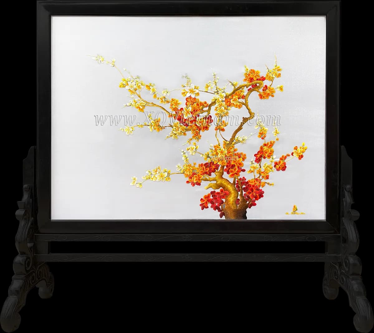 Welcoming Spring 2 | Hand-Embroidered Silk Art | 55x75 cm