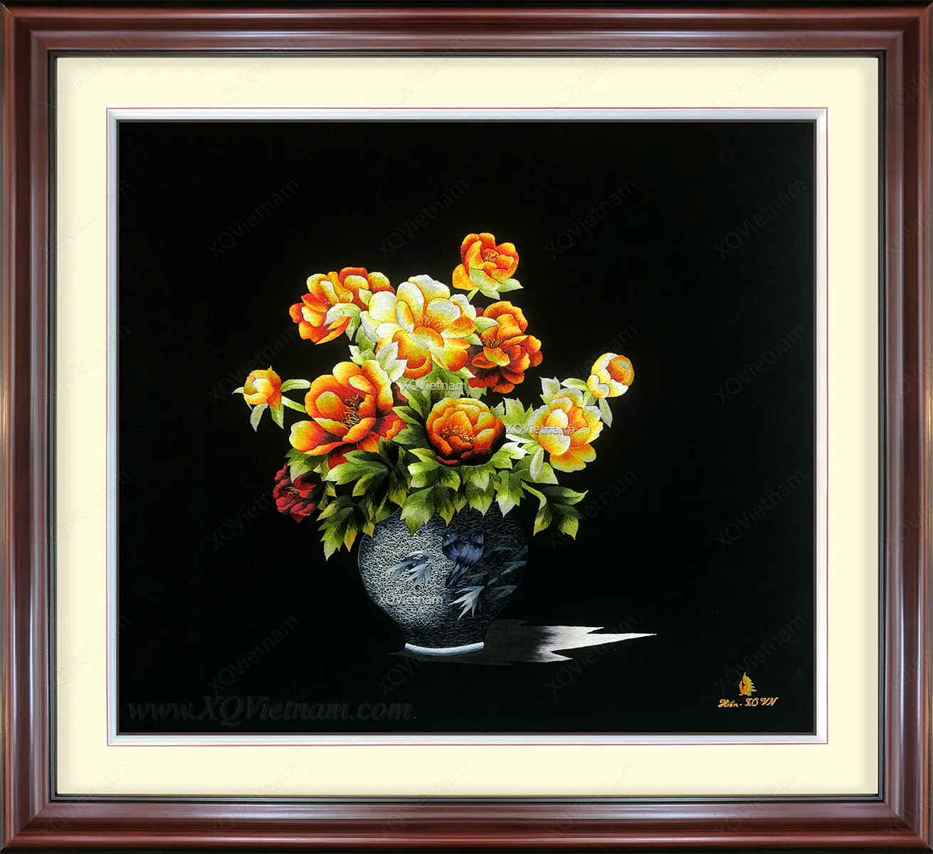 The Whispering of the Spring | Hand-Embroidered Silk Art | 55x65 cm