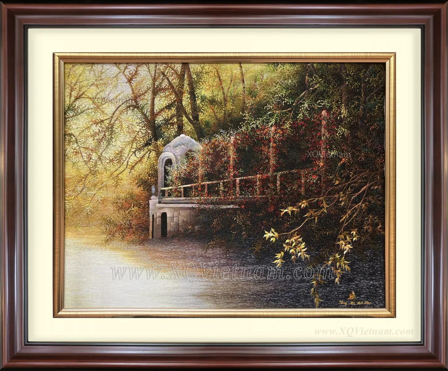 The Dream of the River | Hand-Embroidered Silk Art | 70x80 cm