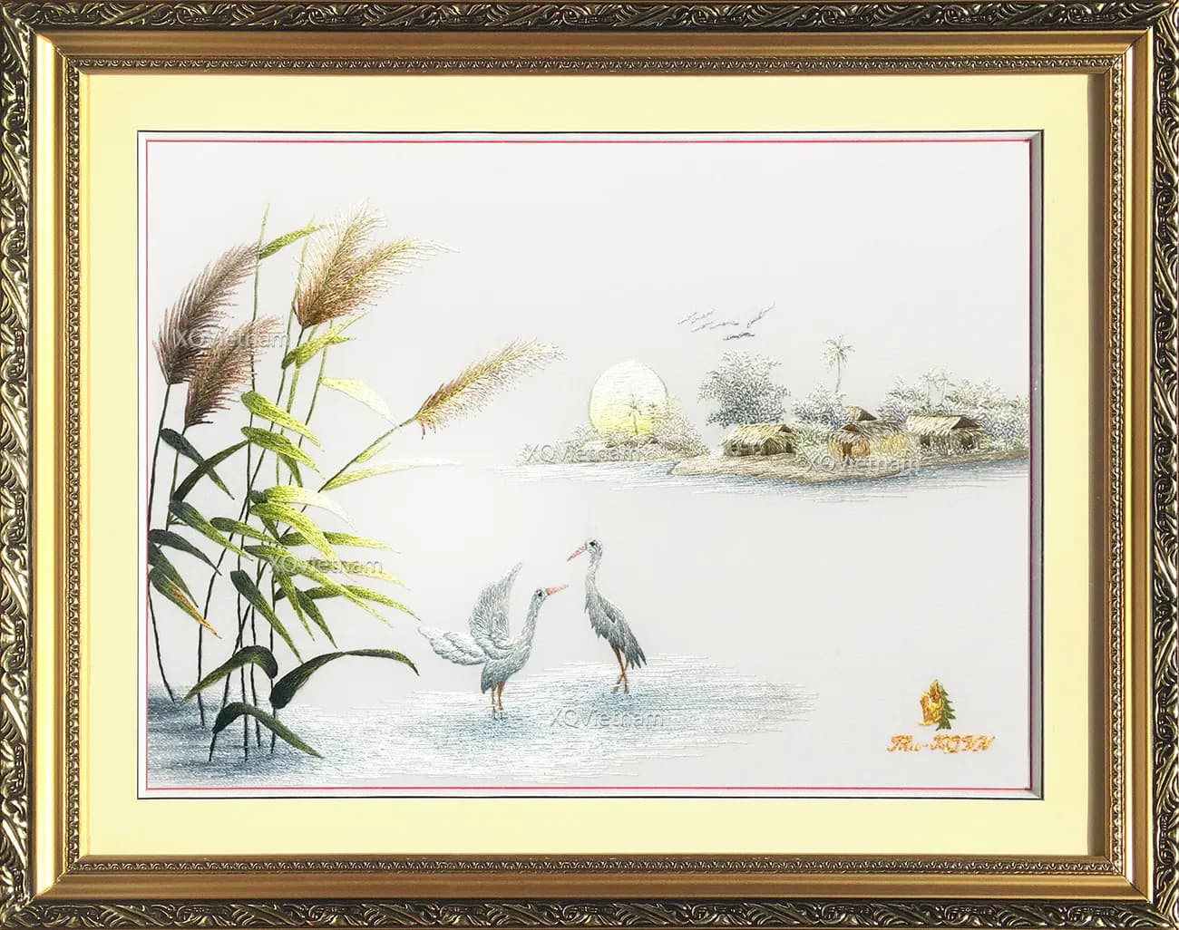 The Lifestyle of Countryside 8 | Hand-Embroidered Silk Art | 40x50 cm