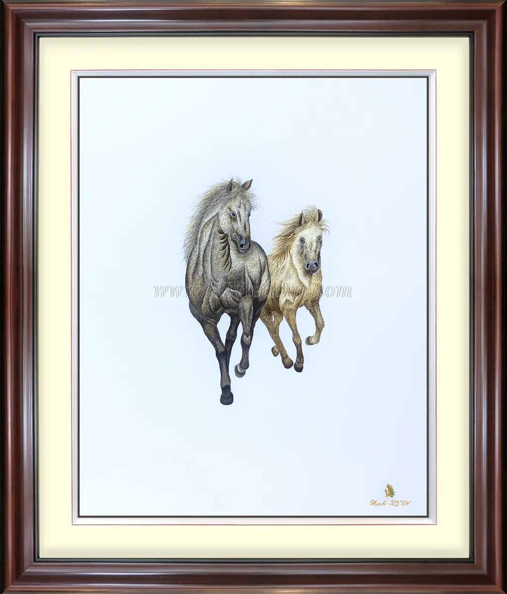 Harmony of Strength 6 | Hand-Embroidered Silk Art | 57 x 67 cm
