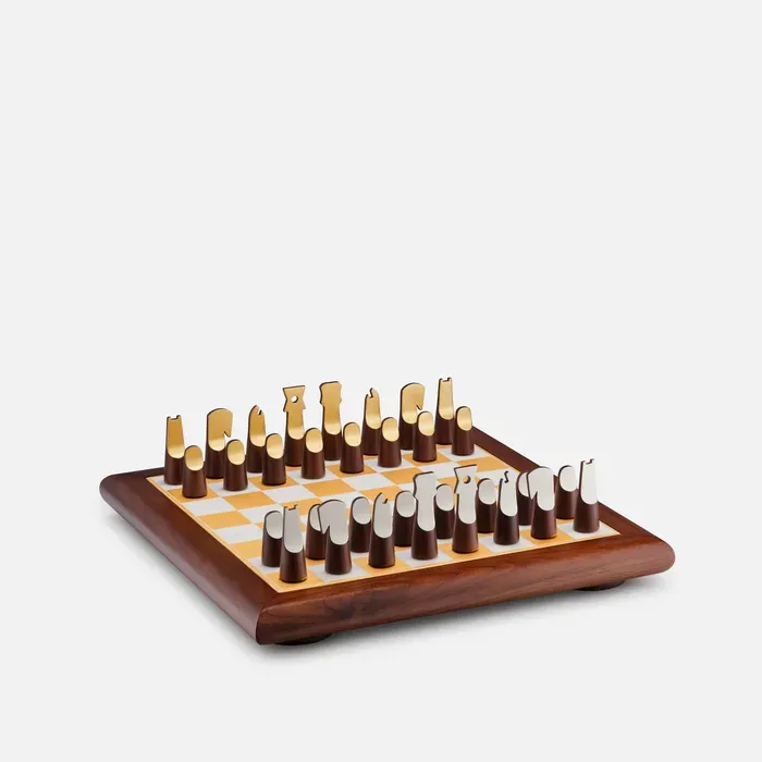 Aurify Chess Board | Gold Leaf and Walnut Wood