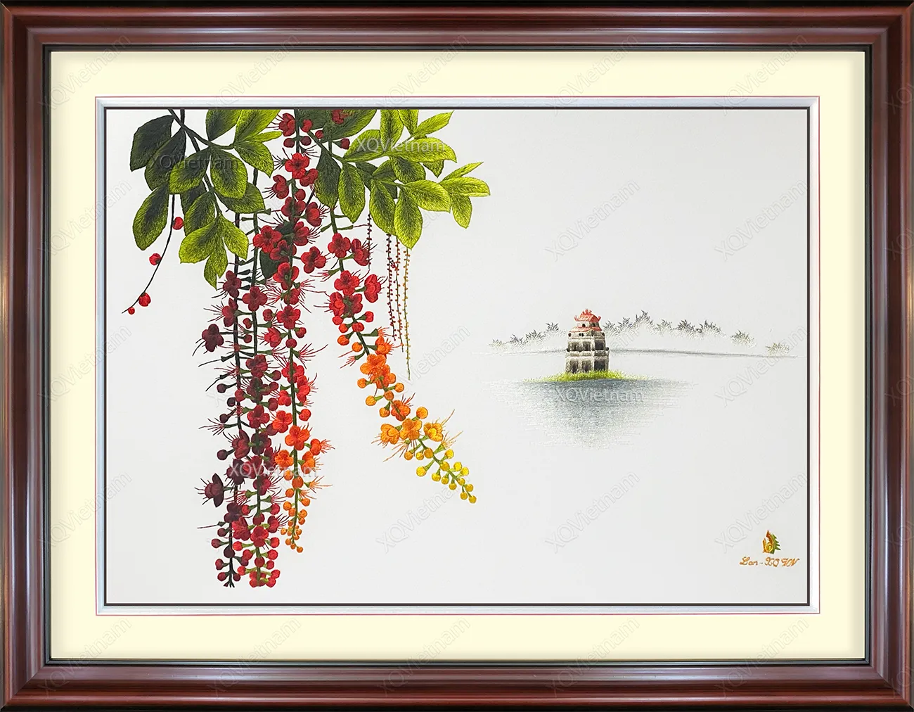 Nostalgia for Hanoi 20 | Hand-Embroidered Silk Art | 45x50 cm