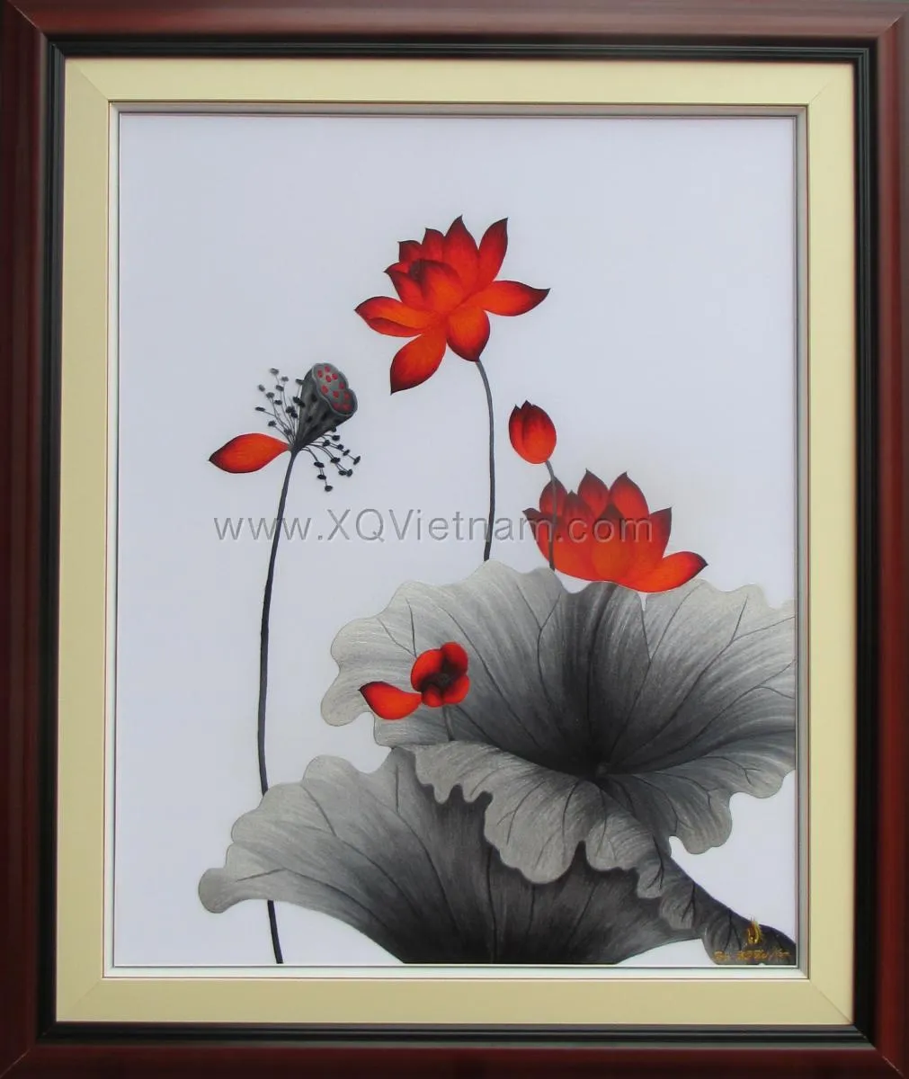 Scent of Lotus 52 | Hand-Embroidered Silk Art | 70x85 cm