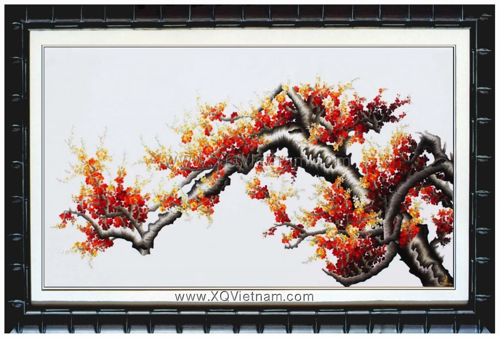 Blossom of The Spring | Hand-Embroidered Silk Art | 80x140 cm