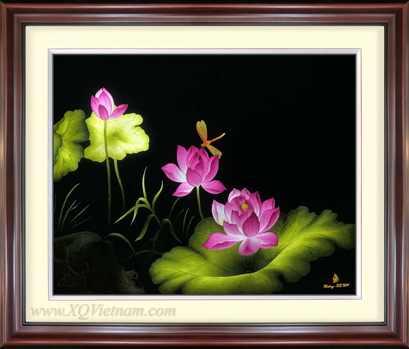 Lotus Fragrance | Hand-Embroidered Silk Art | 60x70 cm