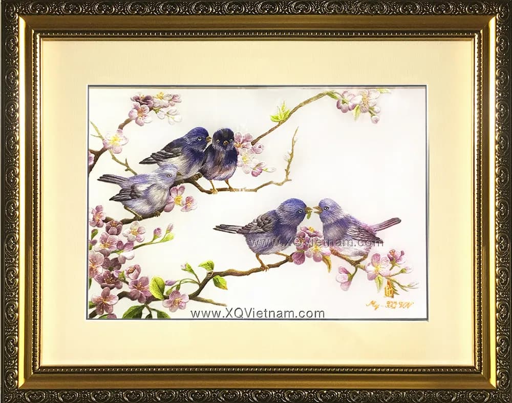 Happiness 5 | Hand-Embroidered Silk Art | 30x40 cm