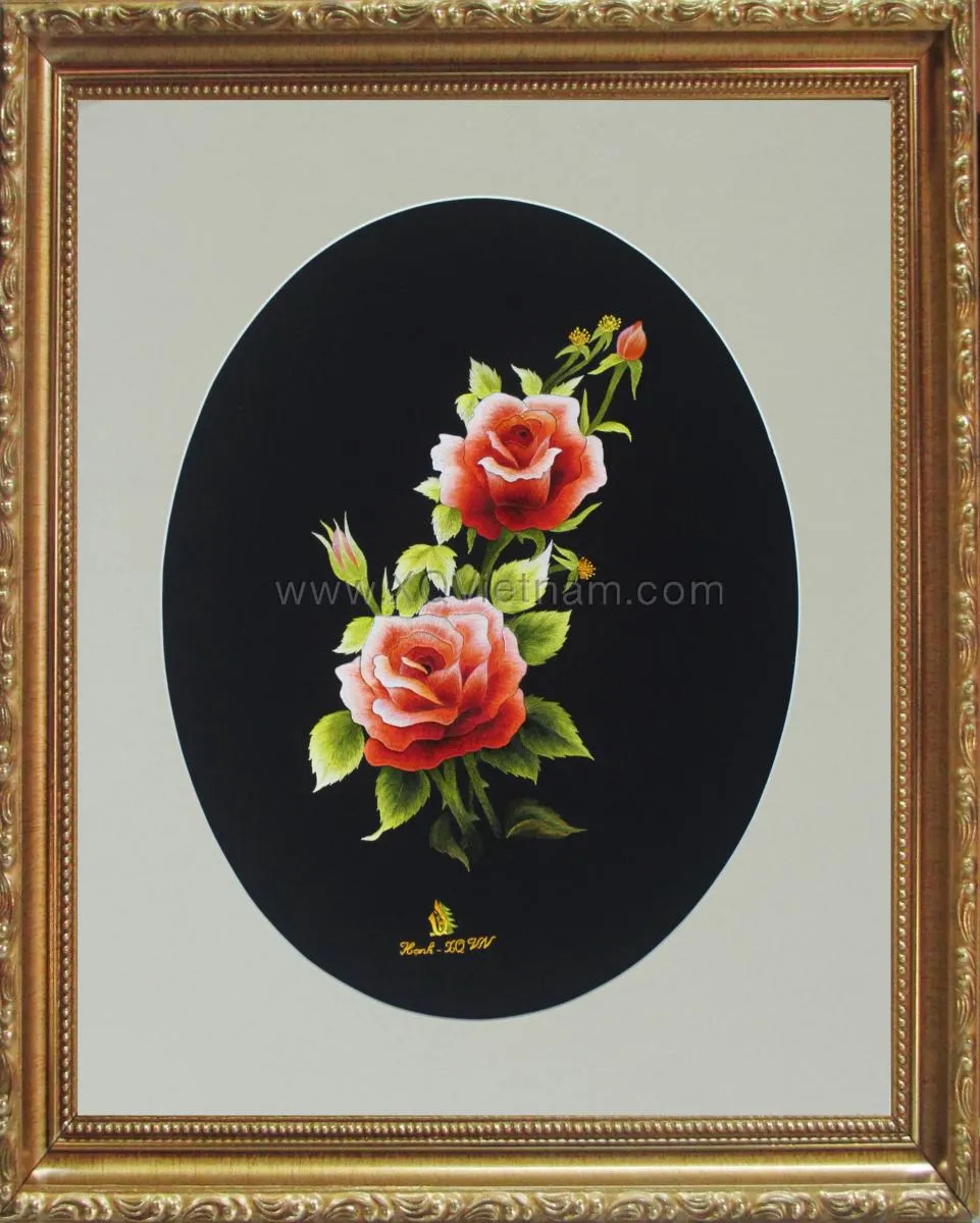 Roses | Hand-Embroidered Silk Art | 35x45 cm