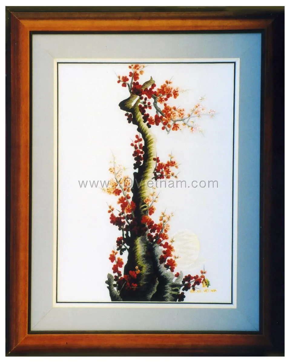 Cherry Blossom 58 | Hand-Embroidered Silk Art | 35x50 cm