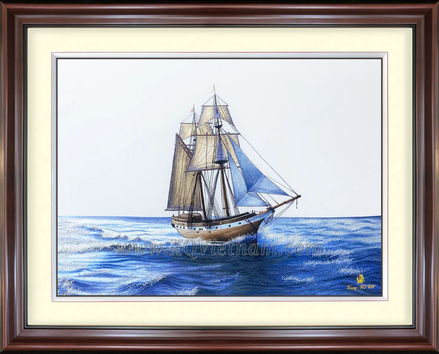 Graceful Journey and Success 5 | Hand-Embroidered Silk Art | 52 x 68 cm