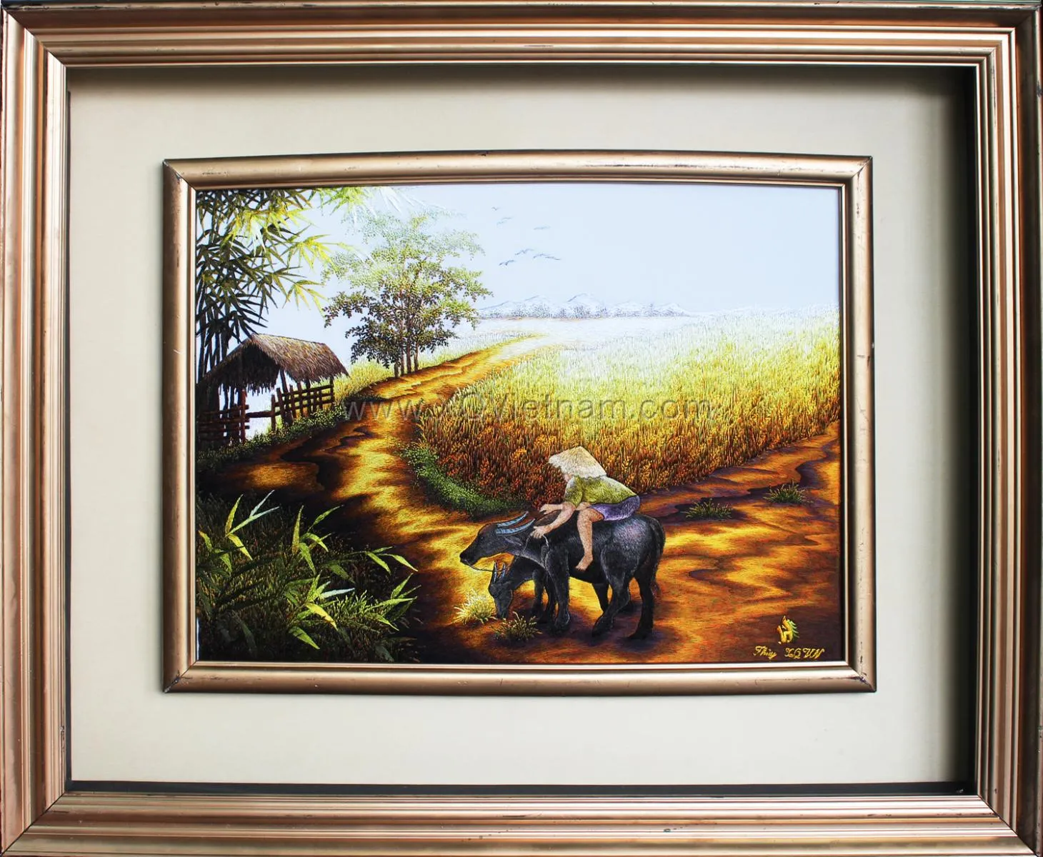 My Homeland 34 | Hand-Embroidered Silk Art | 45x55 cm