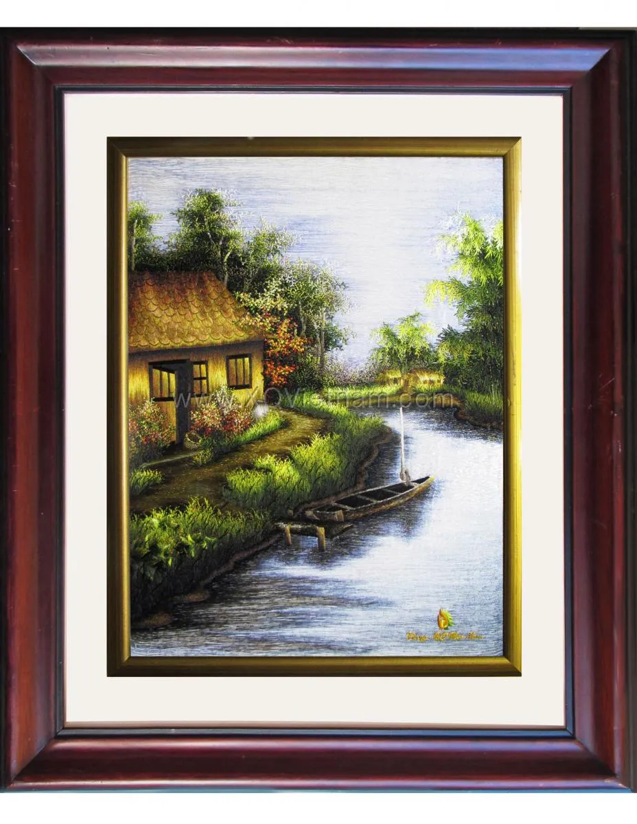 My Homeland 3 | Hand-Embroidered Silk Art | 45x55 cm