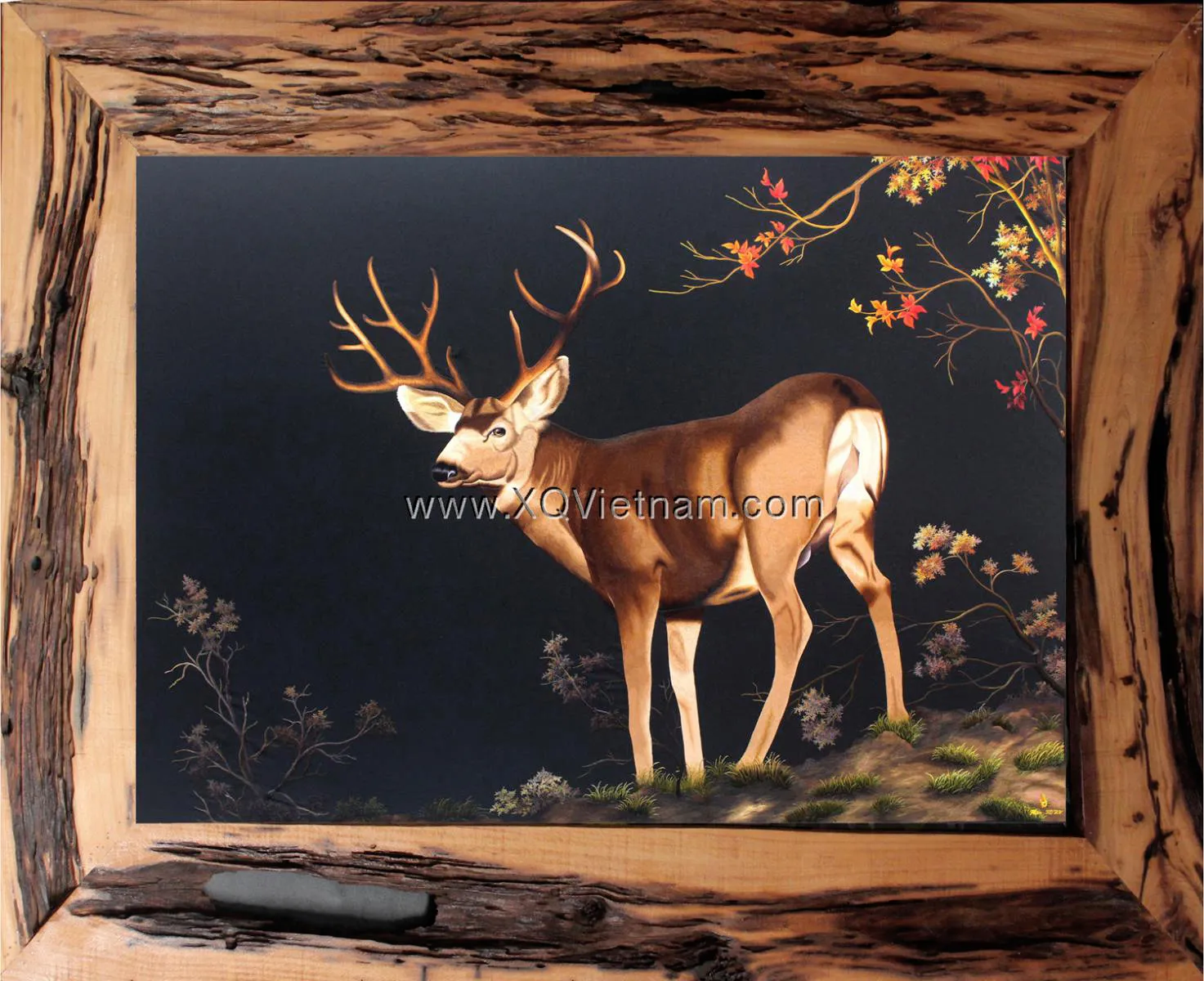 Deer | Hand-Embroidered Silk Art | 110x150 cm