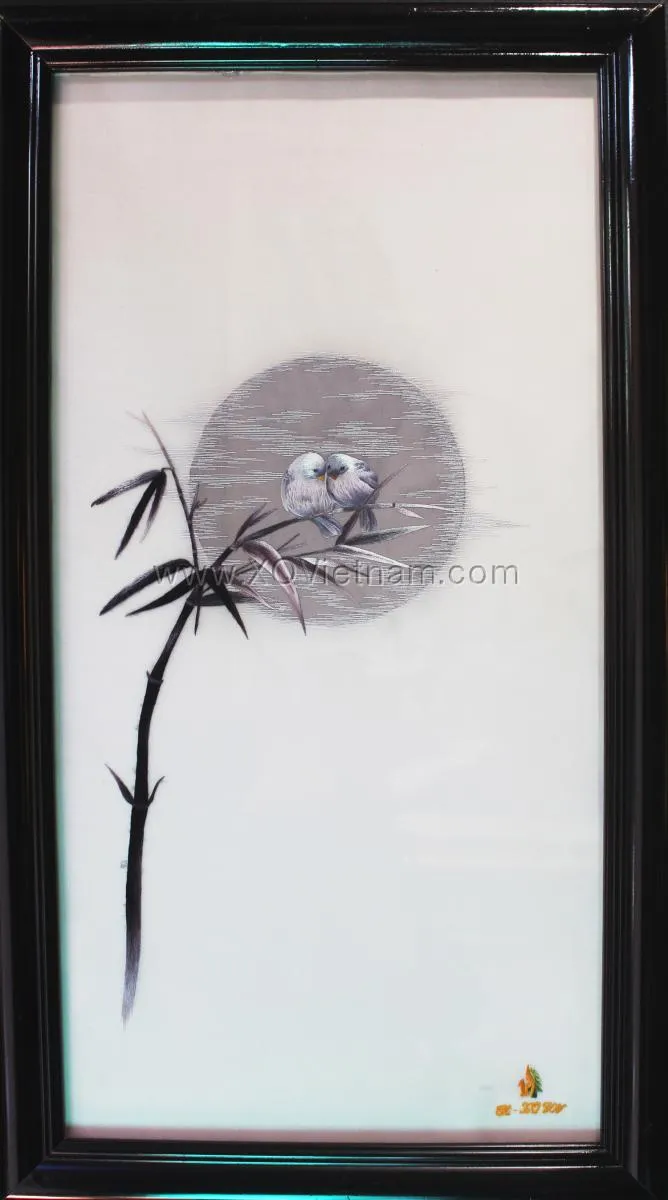 Dating Moon | Hand-Embroidered Silk Art | 30x60 cm