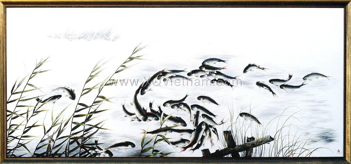Conversation Under The Moon | Hand-Embroidered Silk Art | 1.3 x 3 m