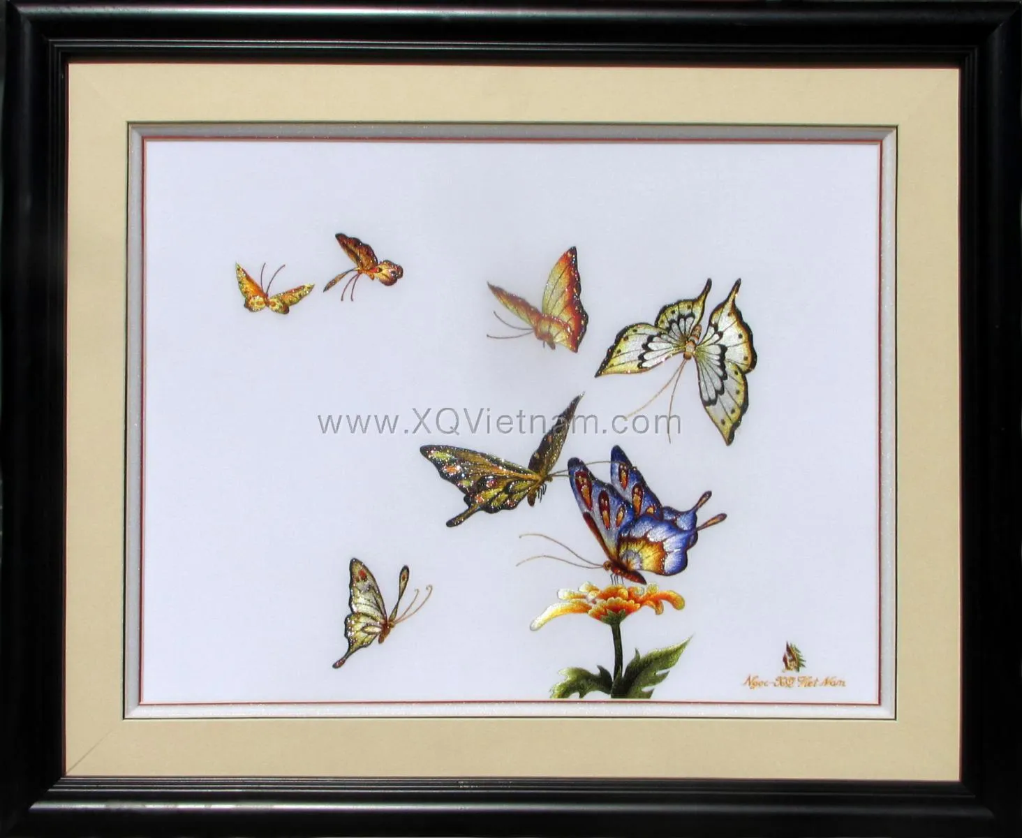 Spring Dance II | Hand-Embroidered Silk Art | 45x55 cm