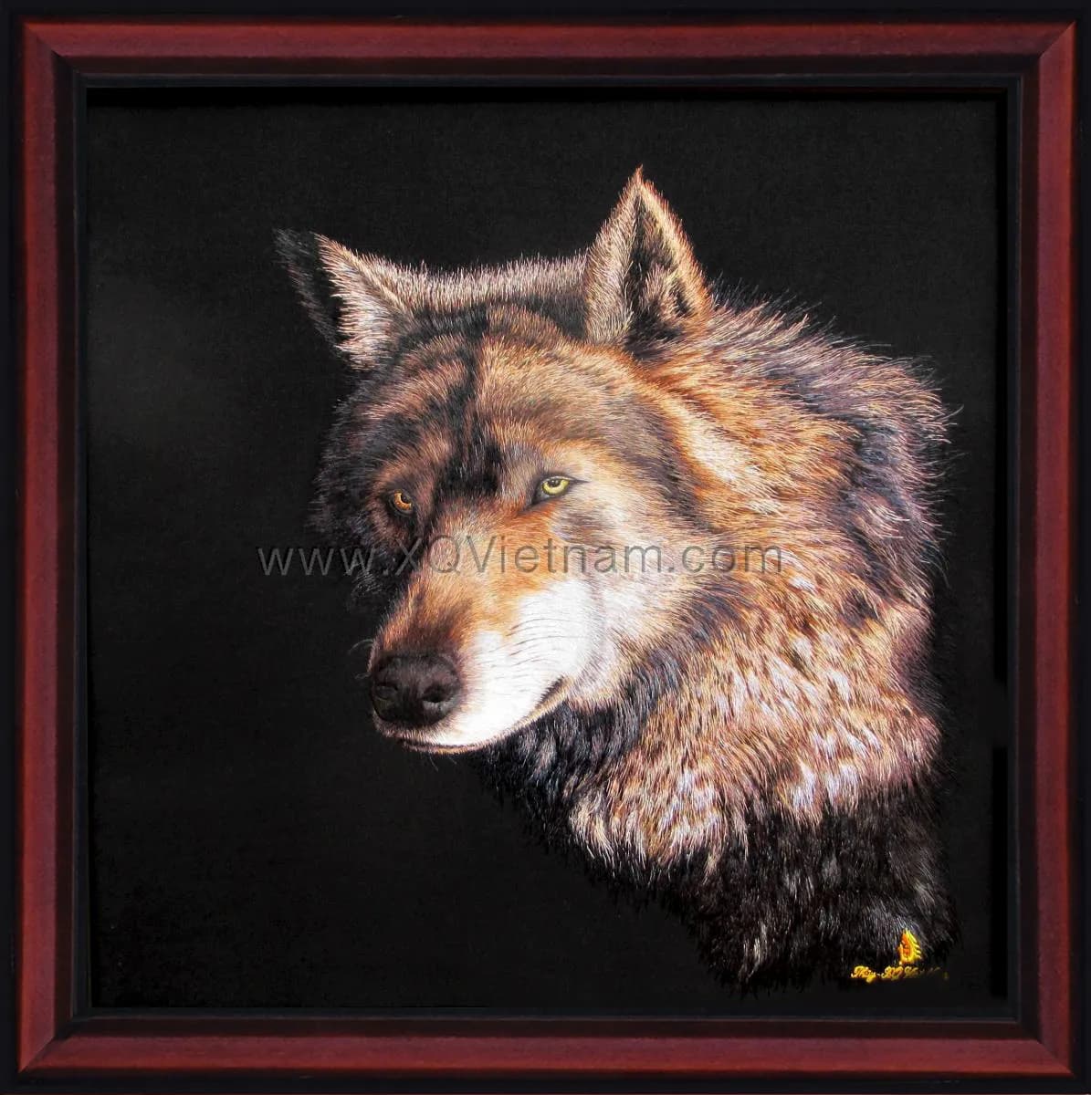 Wilderness | Hand-Embroidered Silk Art | 55x55 cm