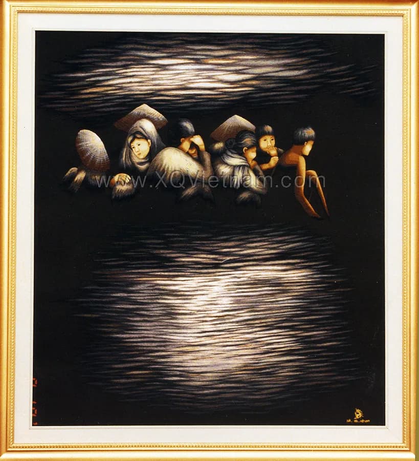 The Empty Grave | Hand-Embroidered Silk Art | 90x100 cm