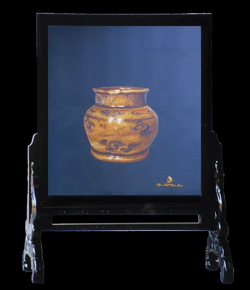 The Antique Jar 34 | Hand-Embroidered Silk Art | 40x50 cm