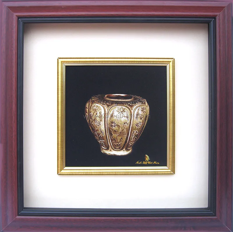 Antique Floral Jar | Hand-Embroidered Silk Art | 45x45 cm