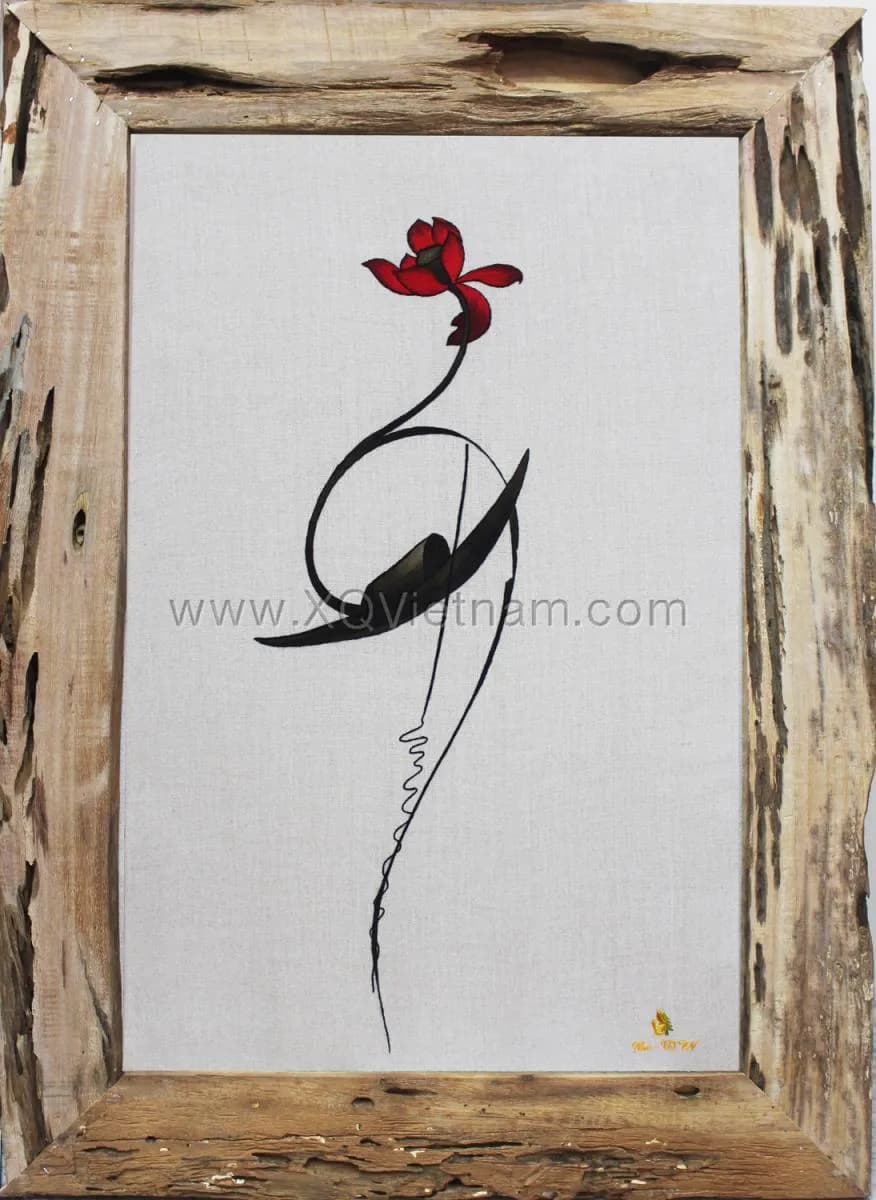 Abstract Embroidery I | Hand-Embroidered Silk Art | 40x65 cm