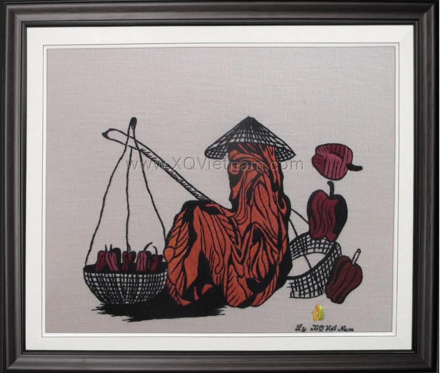 Abstract Embroidery 19N | Hand-Embroidered Silk Art | 35x40 cm