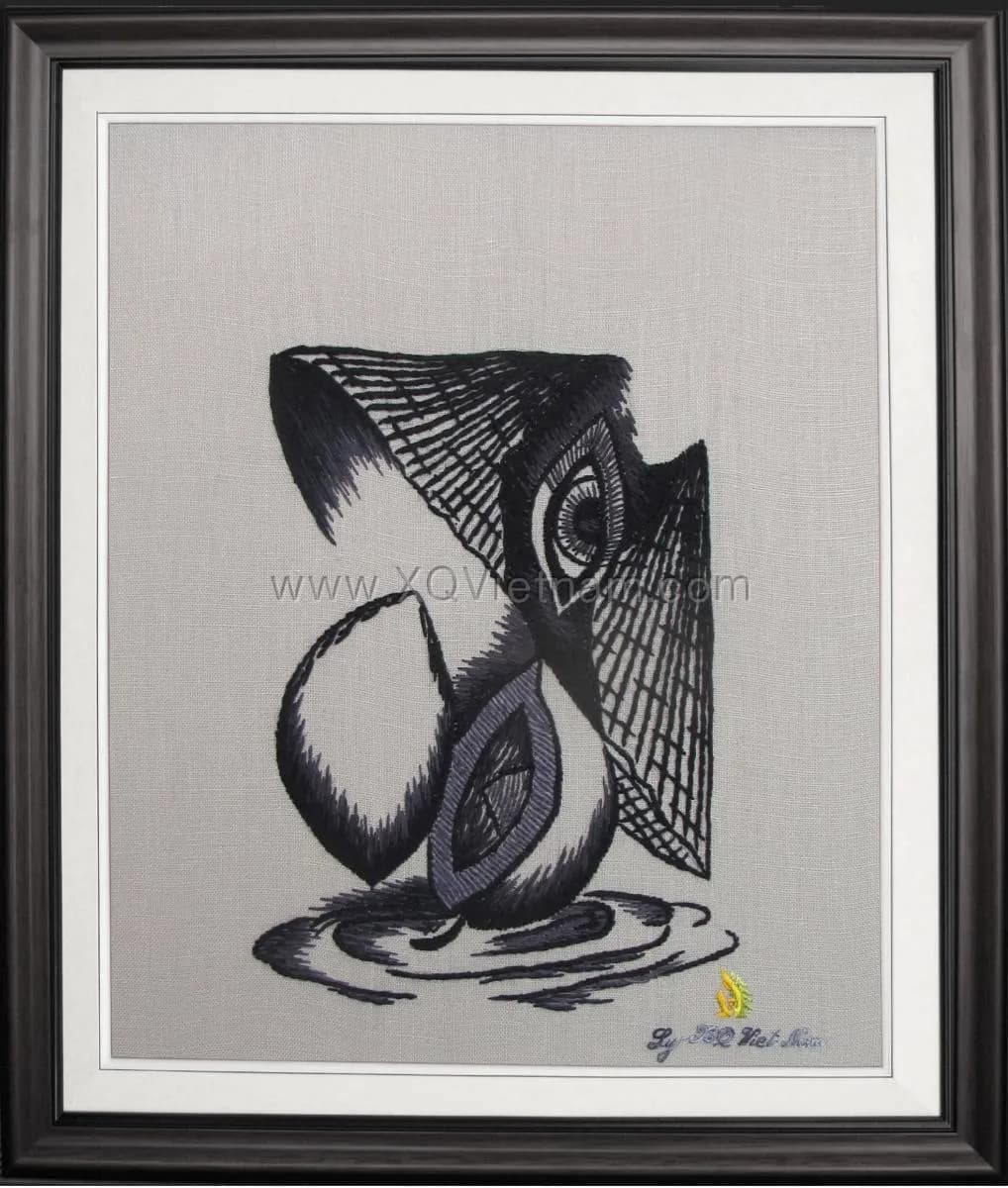 Abstract Embroidery | Hand-Embroidered Silk Art | 35x40 cm