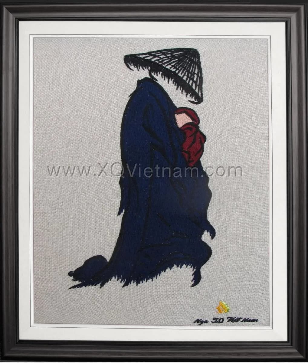 Abstract Embroidery 3aN | Hand-Embroidered Silk Art | 35x50 cm