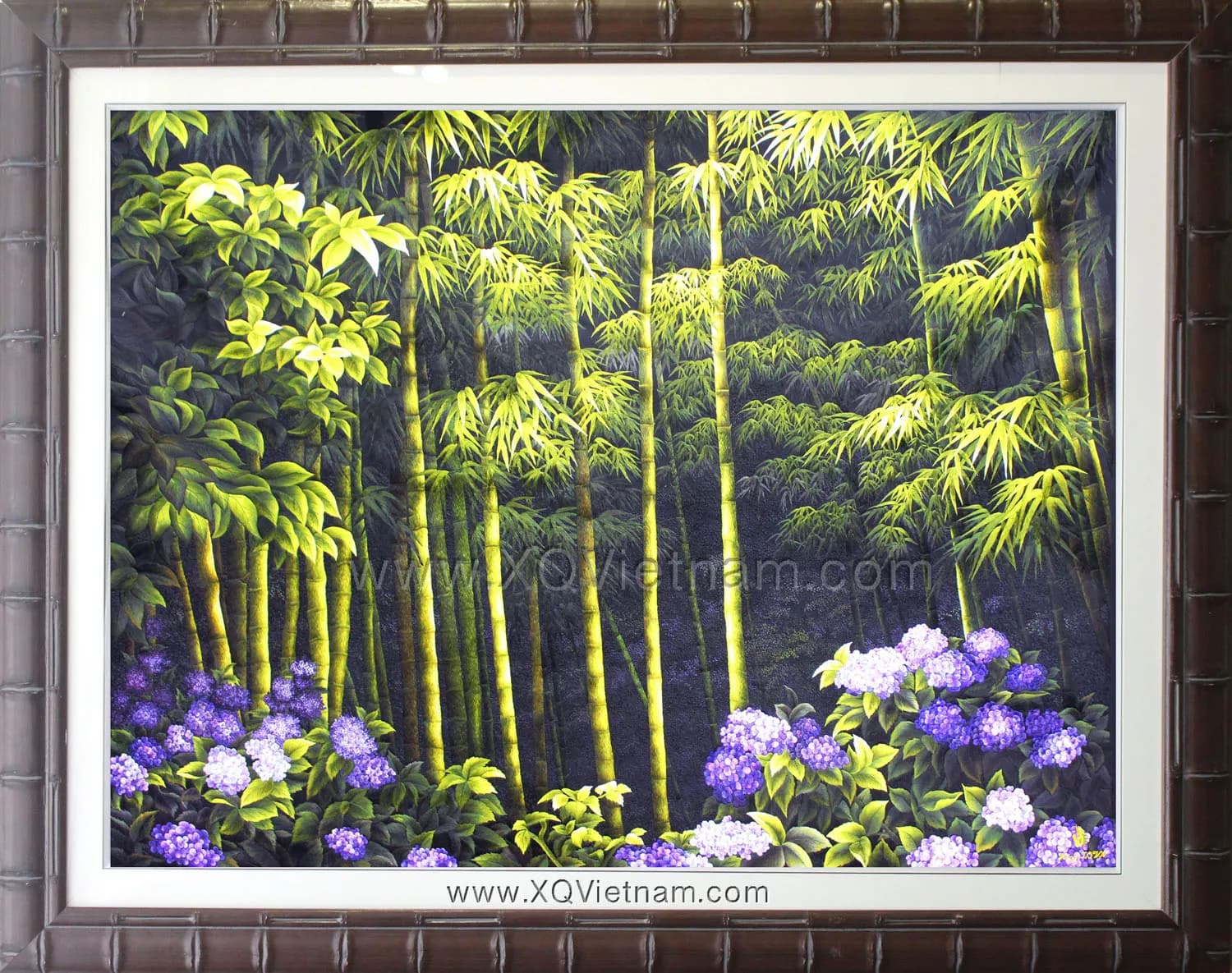 Bamboo Countryside 2 | Hand-Embroidered Silk Art | 90x120 cm