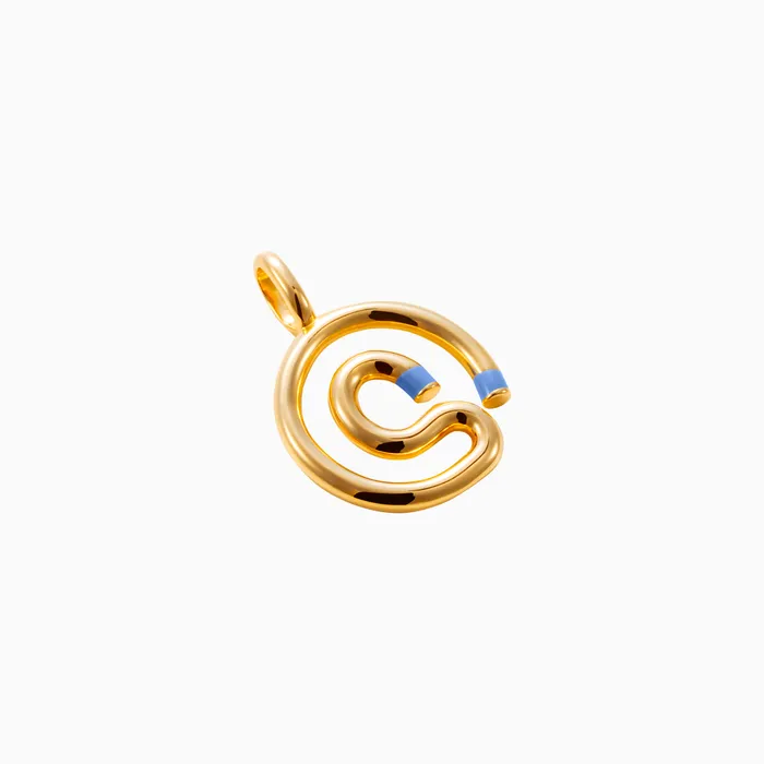 Dear Letter Pendant | 18K Gold-Plated Brass and Blue Lacquer